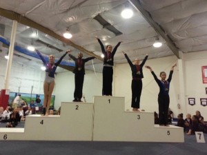 These are the Level 5 competitors who placed in the Floor Routine, including These are the Level 5 competitors who placed in the Floor Routine, including HealthSPORT teammates Mackenzie Hall in first place and Katie Hurst in fourth place.