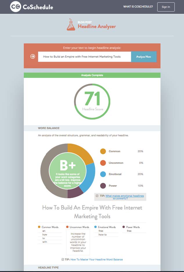 Coschedule Headline Analyzer Strategic EMarketing